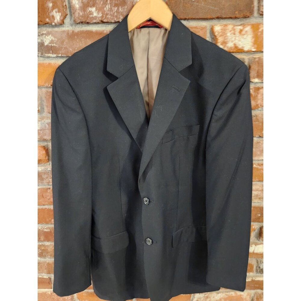 IZOD Macys Mens Black Two Button Sport Coat Dress Suit Jacket 38R